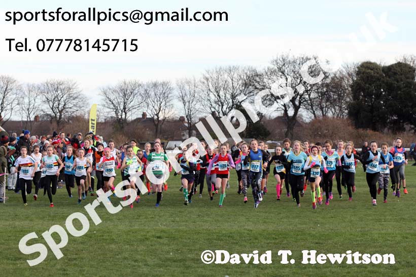 Girls under-13 North Eastern Cross Country, Redcar. Photo:  David T. Hewitson/Sports for All Pics
